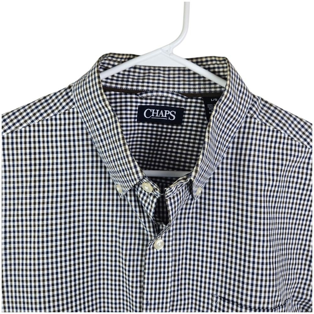 Chaps Gingham Button Down Short‎ Sleeve Casual Shirt Mens Large